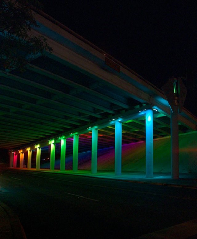 LED Decorated computer controlled Underpass art in texas3