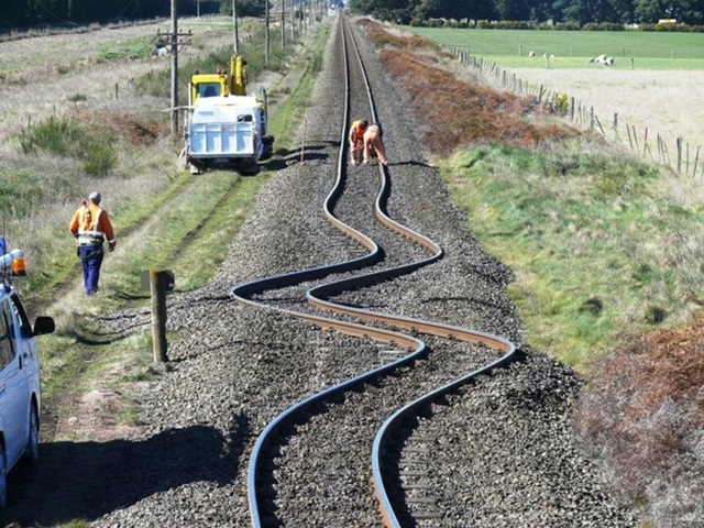 These are actual rail tracks in New Zealand that were tangled after an earth quake.  